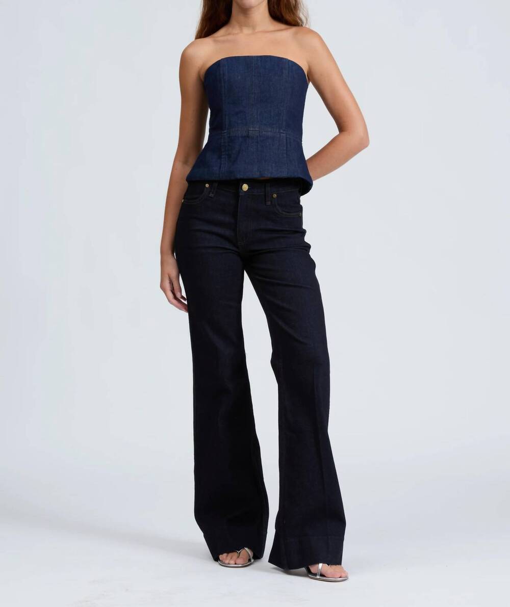 NEW RAG & BONE isabella strapless top in blue